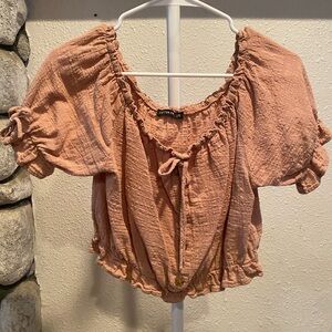 Cotton On Women's brown Ruffle Blouse